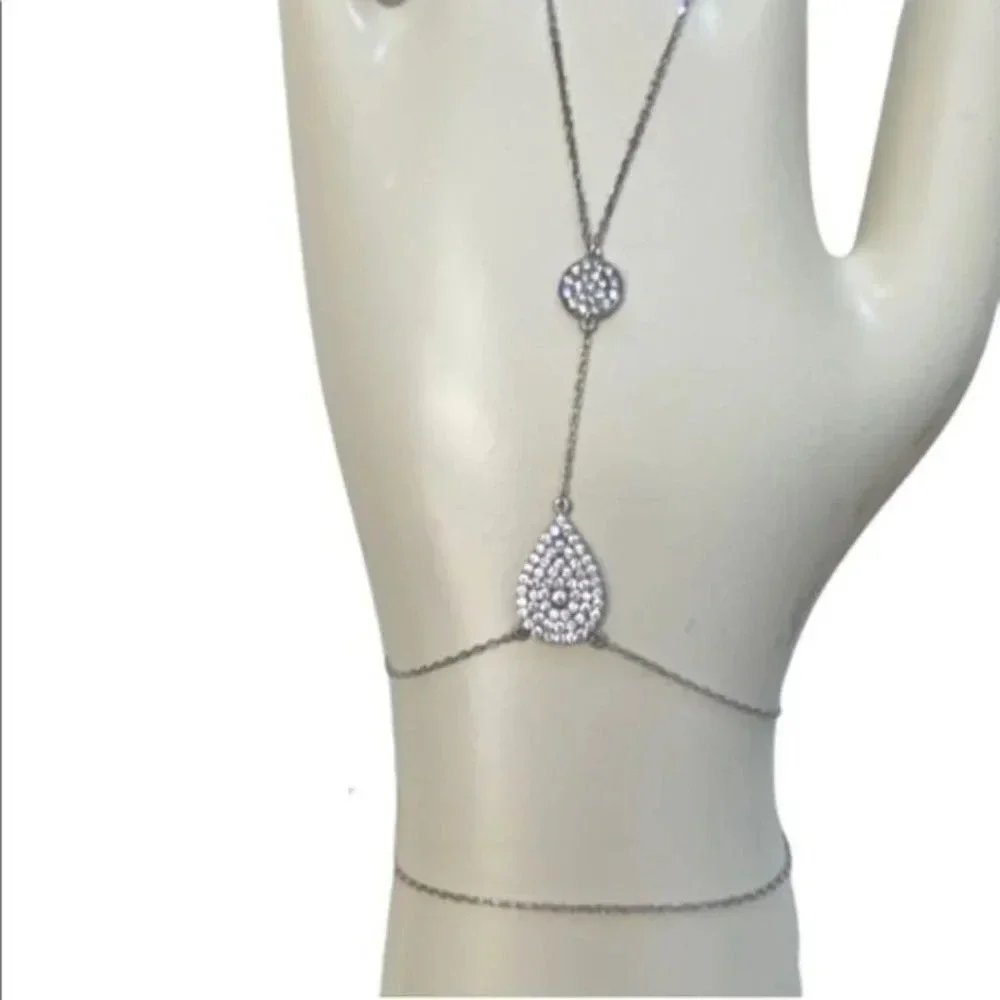 Sterling and Pave CZ Gypsy Finger Bracelet NWT